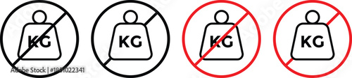 no Weight heavy kg icon. Maximum load limit symbols. No heavy lifting graphic design. Heavy Load Prohibition Symbols. No kilogram (KG) icons
