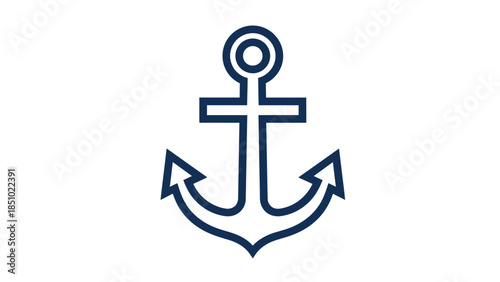 Simple Navy Blue Anchor Icon on White Background.