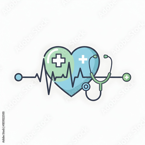 Medical Heartbeat Stethoscope Healthcare Concept.