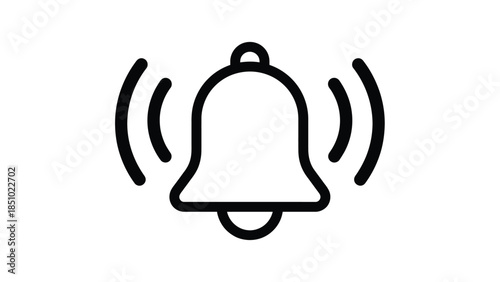Simple outline icon of a ringing bell with sound waves.