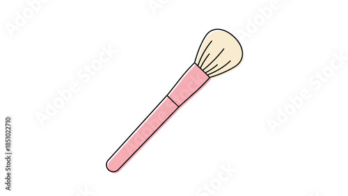 Simple Pink Makeup Brush Illustration Isolated on White.