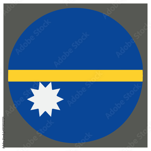 Nauru flag emblem featuring a blue background, a horizontal yellow stripe, and a white star isolated on white background, Vector
