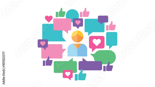 Social Media Engagement and Communication Concept Illustration.