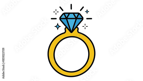 Sparkling Diamond Ring Icon Symbolizing Love and Commitment.