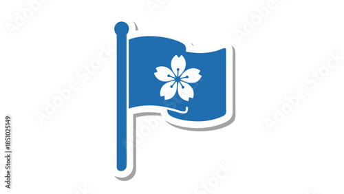 Blue Flag with White Cherry Blossom Icon