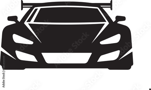 Sports car silhouette on white background.