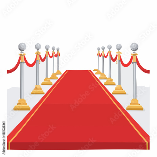 Exclusive Event Entrance with Red Carpet and Golden Stanchions Illustration