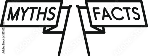 Flags showing myths and facts presenting a choice between information types