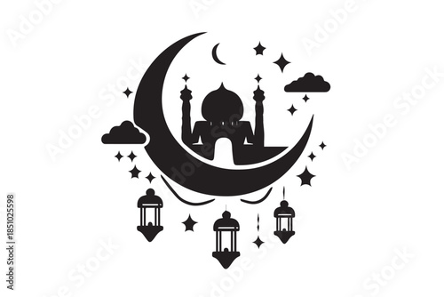 mosque illustration for ramadhan