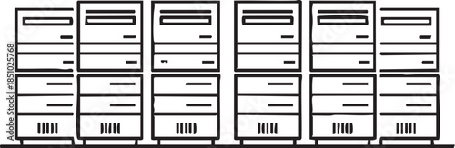 Modern server room with multiple computer servers in a row