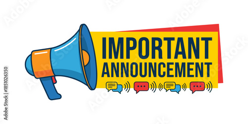 Megaphone announcing an important alert and notification news