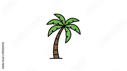 Stylized Illustration of a Tropical Palm Tree Icon.
