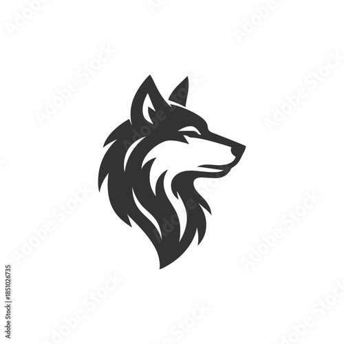 Powerful wolf head logo design for branding, mascot, or esports team with a modern clean look