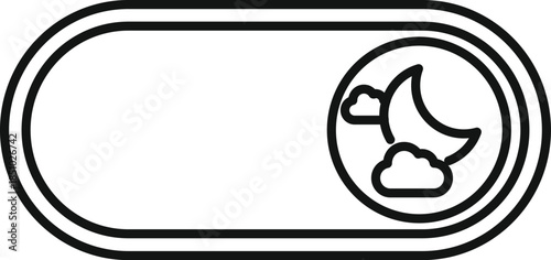 Outline toggle switch icon displaying moon and clouds for night mode