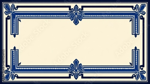 Wallpaper Mural Decorative frame design in navy blue on a cream background. Torontodigital.ca
