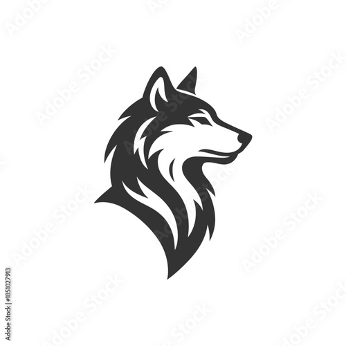 Striking wolf head logo embodies strength and resilience making it ideal for brand identity design