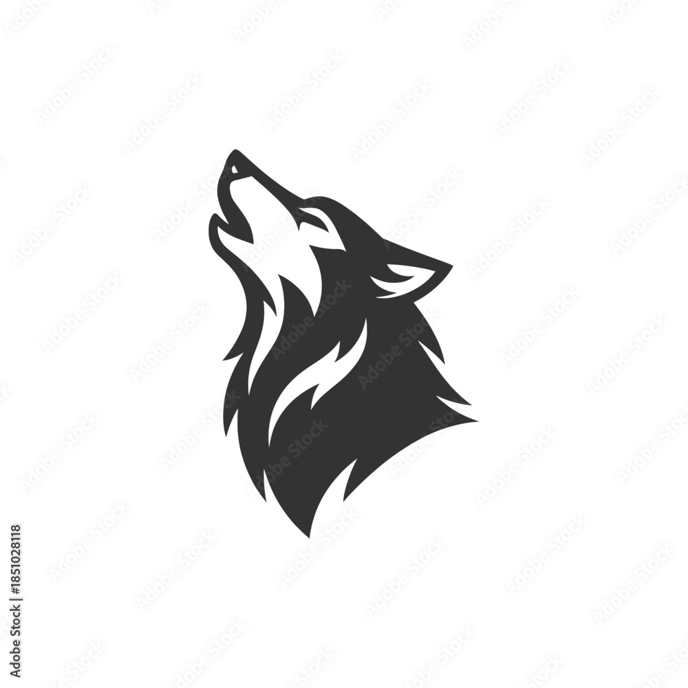 Obraz premium Striking wolf silhouette howling, perfect for powerful branding or wildlife designs and animal advocacy campaigns