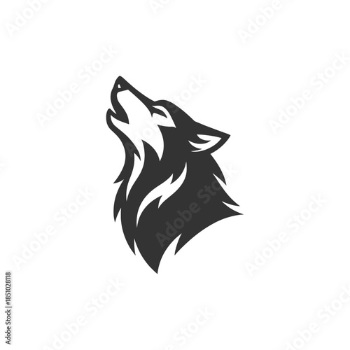 Striking wolf silhouette howling, perfect for powerful branding or wildlife designs and animal advocacy campaigns