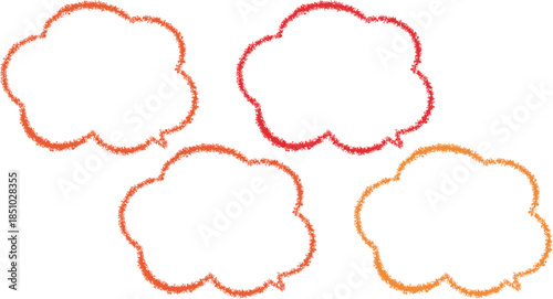 4 Speech bubbles asset.  Each bubble has a "fuzzy" or "textured" outline, giving it a hand-drawn, crayon, or chalk-like appearance.