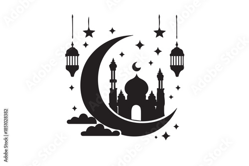 mosque illustration for ramadhan