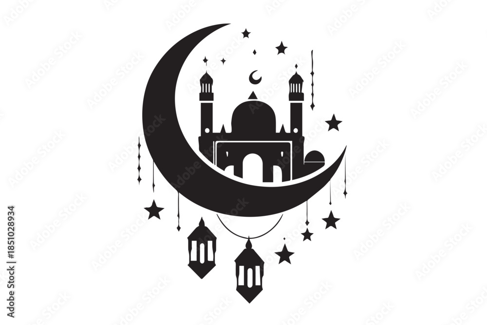 Fototapeta premium mosque illustration for ramadhan