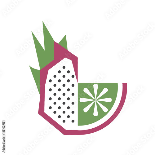 Illustrated sliced dragon fruit Vector