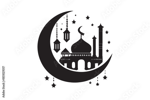 mosque illustration for ramadhan