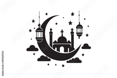 mosque illustration for ramadhan