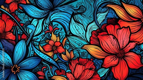 Wallpaper Mural flowers pattern wallpaper Torontodigital.ca