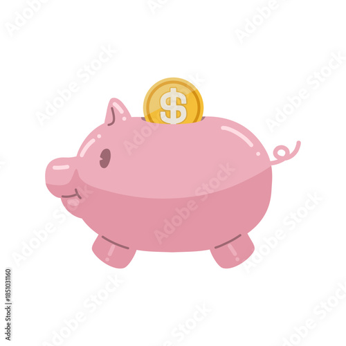 ＄マークが書かれたコインと、かわいい豚の貯金箱のイラスト