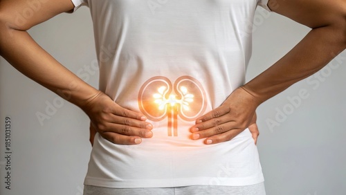 Woman With Glowing Kidney Pain Illustration
