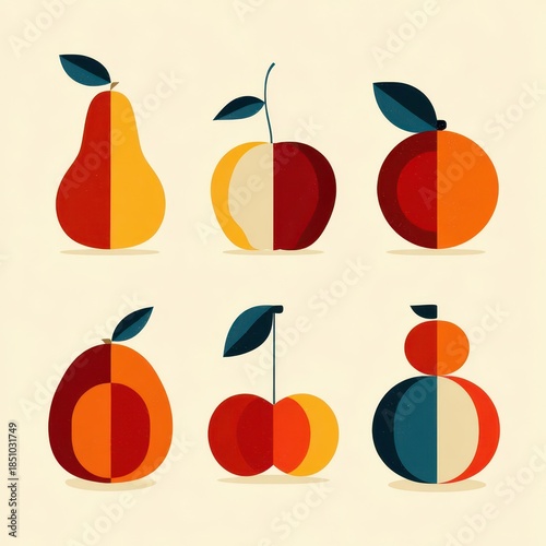 Wallpaper Mural Colorful halved fruit illustration set. Torontodigital.ca