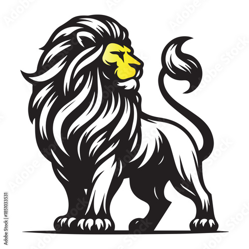 Heraldic Lion Vector Silhouette | Classic Black & White Emblem Design