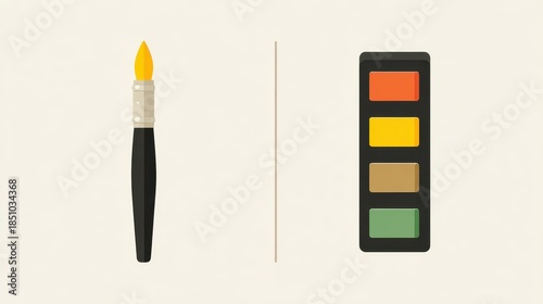 Wallpaper Mural Flat design illustration of a paintbrush and color palette. Torontodigital.ca