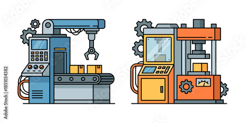 Industrial automation machinery producing goods on assembly line