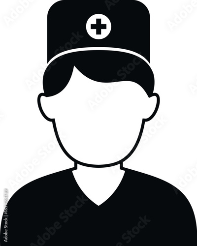 Medical professional icon wearing a scrub cap with a white cross symbol