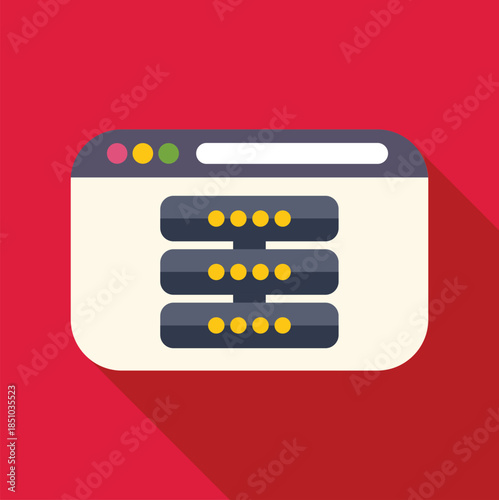 Browser window showing server racks representing data storage and web hosting