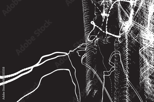 Abstract Network of White Energy Lines and Data Streams on Dark Background