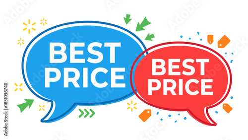 Best price advertising speech bubbles comparing offers
