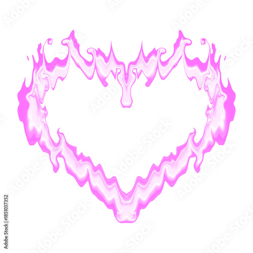 Abstract pink flame heart shape with soft fluid edges and symmetrical form, isolated as a PNG with a transparent background. Ideal for romantic, playful, and modern graphic design projects.