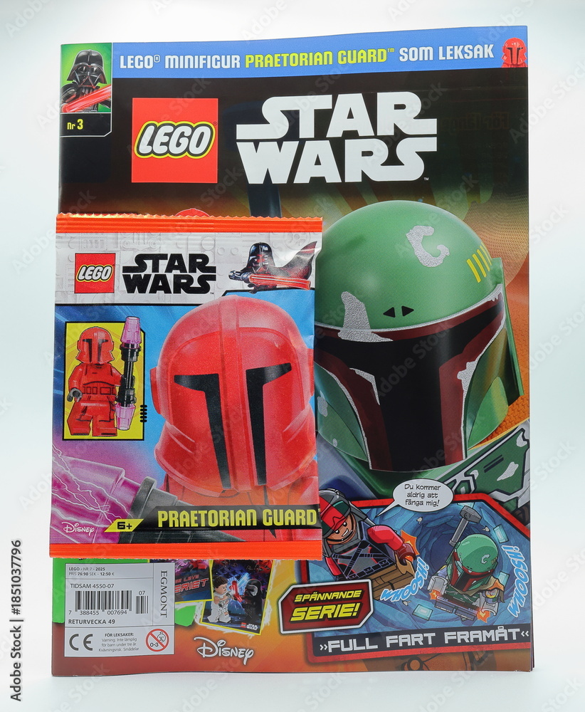 Fototapeta premium Star wars Lego. Boba Fett magazine. Swedish text.