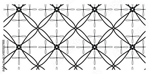Geometric pattern with interconnected lines and shapes