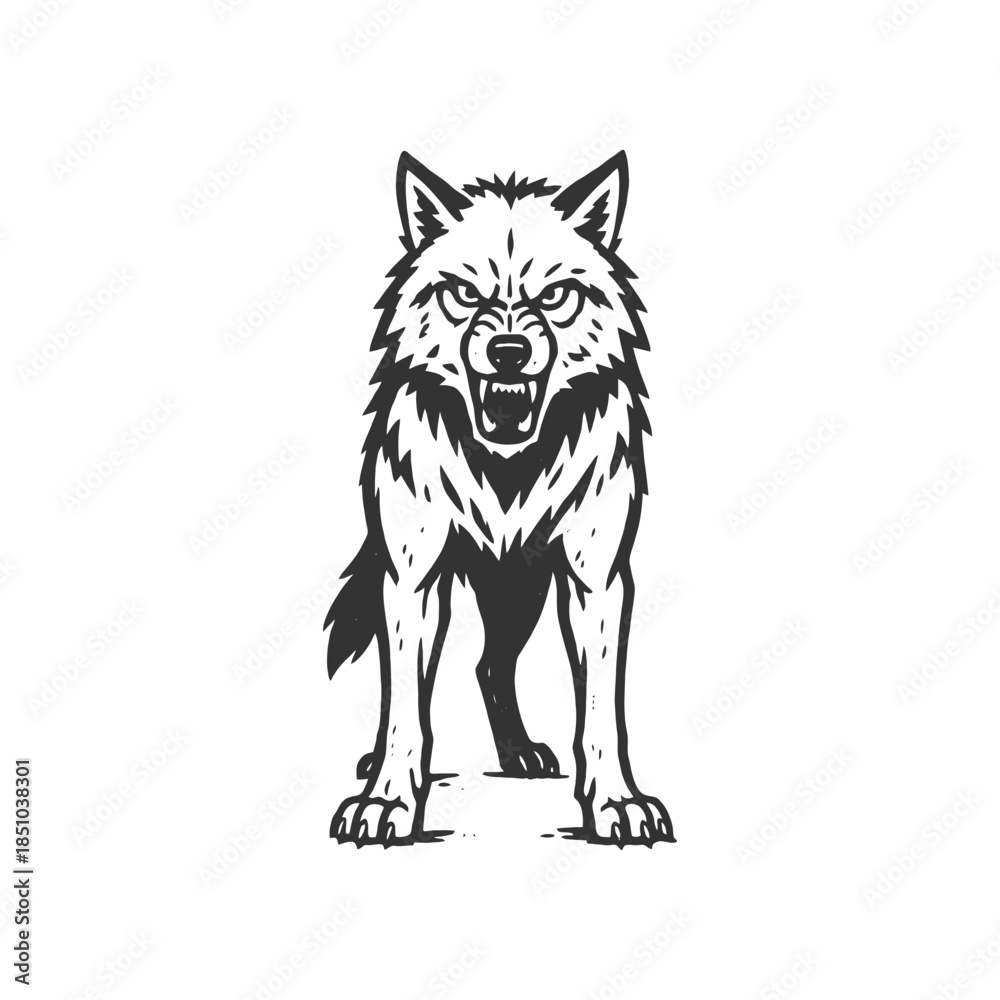 Obraz premium Wolf Vector Hollow Star Cut