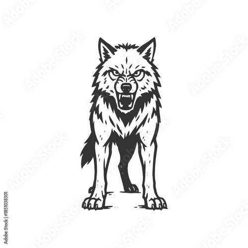 Wolf Vector Hollow Star Cut
