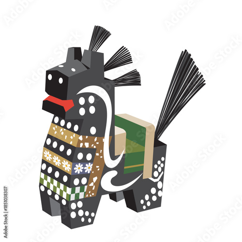 福を運ぶ木彫りの馬 ― チャグチャグ馬っこ（黒）