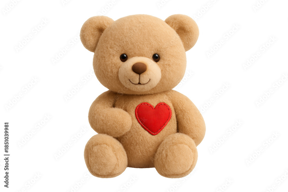 Fototapeta premium Teddy bear holding heart symbolizing love and childhood