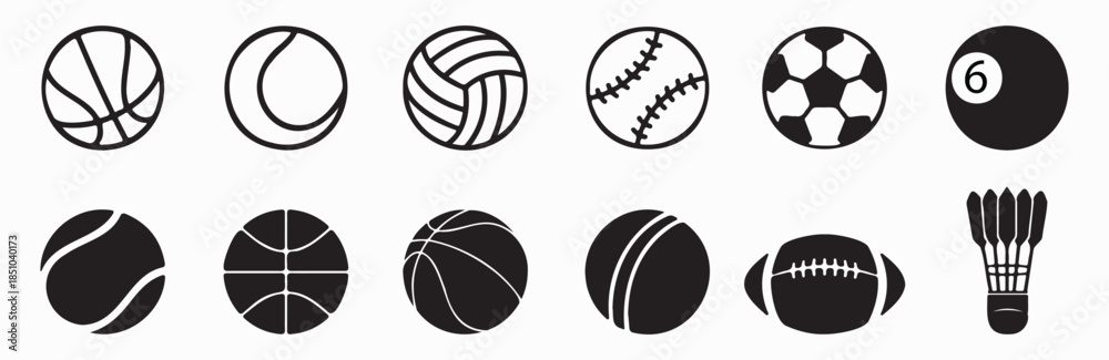 Fototapeta premium Sports Ball Icon Set Collection
