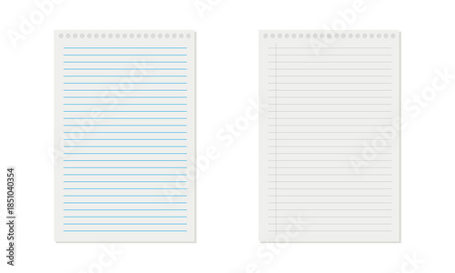 Notebook paper background, blank white worksheet exercise book, lined notebook paper, back to school vector design .Vector illustration .EPS 10 .