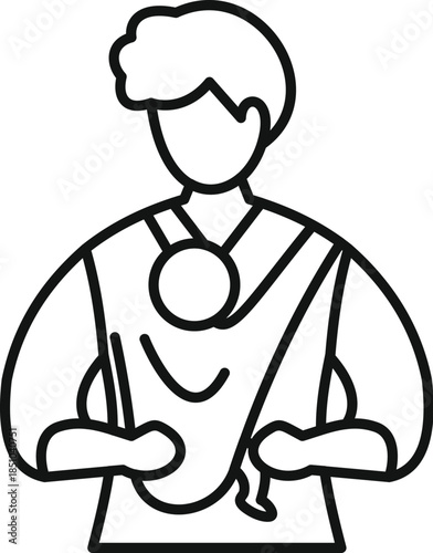 Roman statesman or orator delivering speech while holding scroll line art