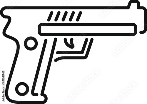 Pistol line drawing icon representing offense, defense, and security risks
